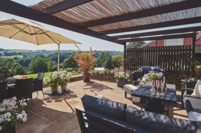 The outdoor dining area at Horseshoe House, Peak District