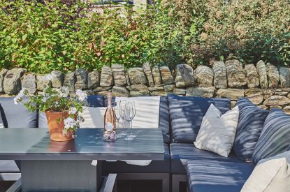 The outdoor seating area at Horseshoe House, Peak District