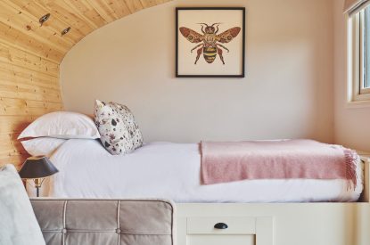 The bed at Peak Cabin, Peak District