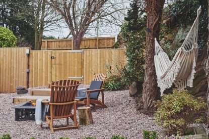 The outdoor seating area at Hidden Orchard, Cheshire