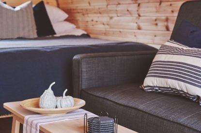 The sofa and coffee table at Hidden Orchard, Cheshire