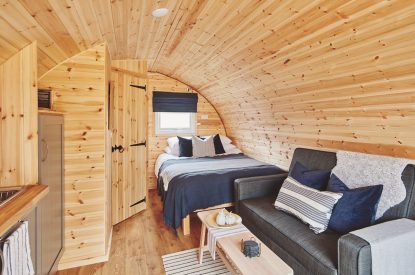 The open plan interior of Hidden Orchard, Cheshire