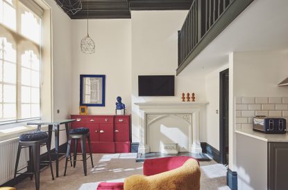 The open plan living and dining area at The Vault, Norfolk