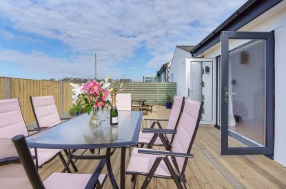 The outdoor dining area at Yr Hafan, Llyn Peninsula