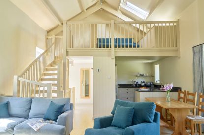 The living room at Dart Cottage, Devon