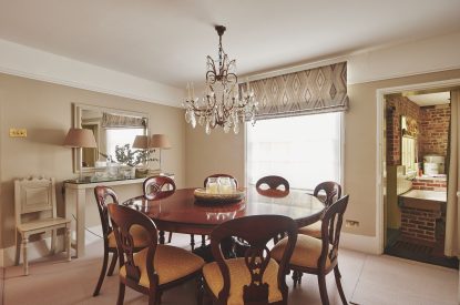 The dining room at Coastal Manor Retreat, Hampshire