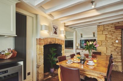 The dining table at Crooked Cottage, Cotswolds