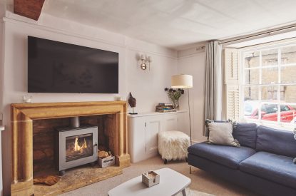 The log burner at Crooked Cottage, Cotswolds