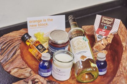 A hamper at Crooked Cottage, Cotswolds