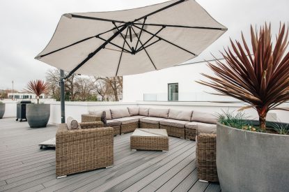 The outdoor seating area at The Crewhouse, Hampshire