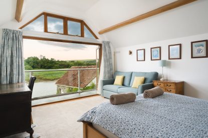 A double bedroom at Riverside Retreat, Devon