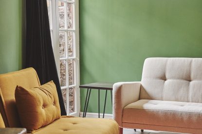 A living room at Hay Market House, Powys