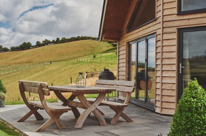 Outdoor seating at Lower Tumble Cottage, Shropshire Hills