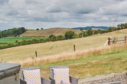 Outdoor seating at Middle Tumble Cottage, Shropshire Hills
