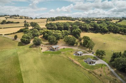 Aerial view of Upper Tumble Cottage, Shropshire Hills