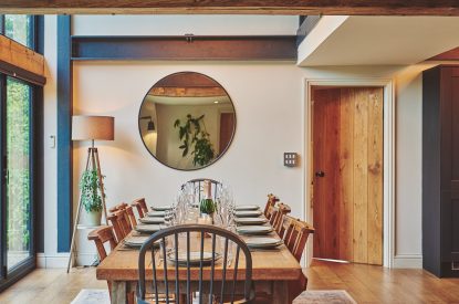 The dining table at Farmstay Retreat, Hampshire