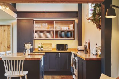 The kitchen at Farmstay Retreat, Hampshire