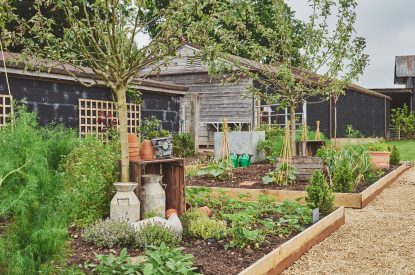 The gardens at Farmstay Retreat, Hampshire