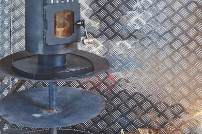 The log burner at Curious Calf, Herefordshire