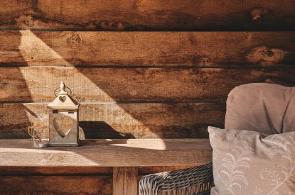 The outdoor seating area at Ridge Farmhouse, Herefordshire