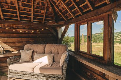The outdoor seating area at Ridge Farmhouse, Herefordshire