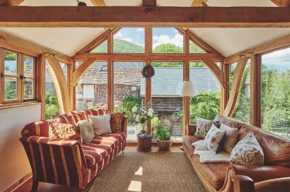The living room at Ridge Farmhouse, Herefordshire