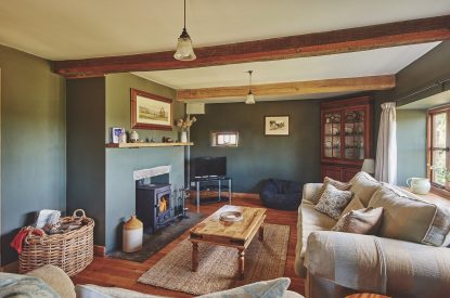 The living room at Ridge Farmhouse, Herefordshire