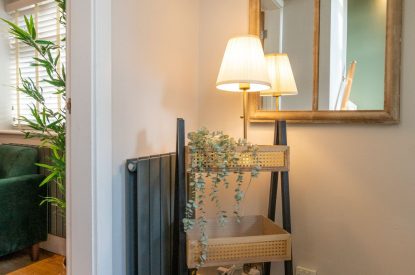 Accessories in the hallway at Pilgrim Cottage, Cheshire