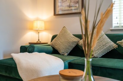 The two-seater sofa at Pilgrim Cottage, Cheshire