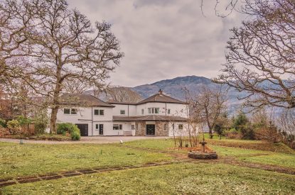 The exterior of Loch Ness Mansion, Scottish Highlands