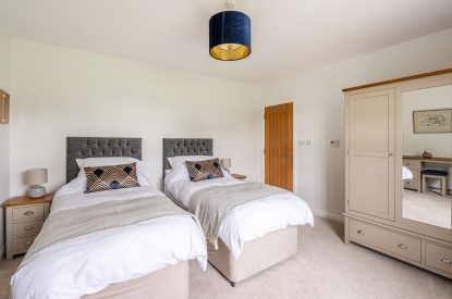 A twin bedroom at Tinkers Folly, Yorkshire
