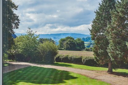The garden and countryside view at Oakfield, Somerset