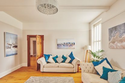 The living room at Oakfield, Somerset