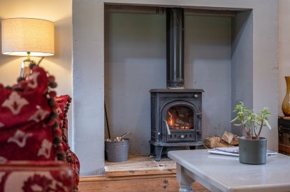 The log burner at Waterside Cottage, Yorkshire