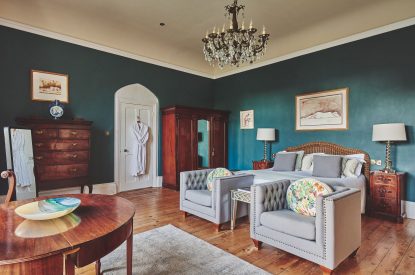 A double bedroom at Roupel Hall, Devon