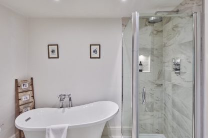 The bathroom at Roupel Hall, Devon