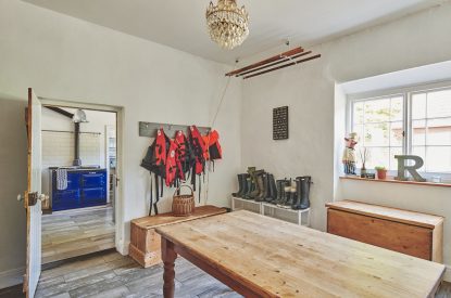The boot room at Roupel Estate, Devon