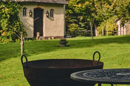 The fire pit at Roupel East Wing, Devon