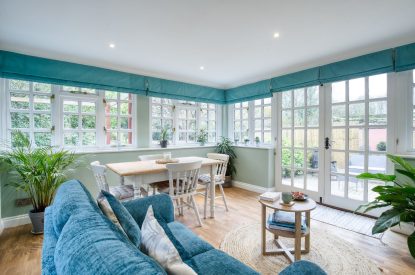 The living room at White Cross Cottage, Devon