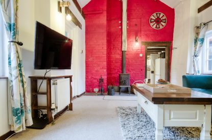 The living room at White Cross Cottage, Devon