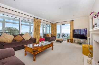 The living room at Seahaven, Devon