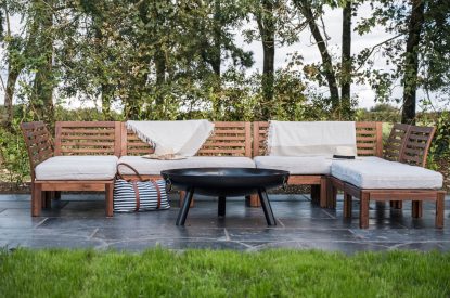 The outdoor seating area at Padstone Farmhouse, Cornwall