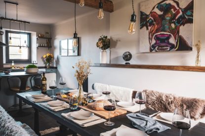 The dining table at Padstone Farmhouse, Cornwall