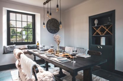 The dining table at Padstone Farmhouse, Cornwall