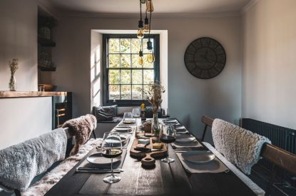 The dining room at Padstone Farmhouse, Cornwall