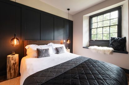 A double bedroom at Padstone Farmhouse, Cornwall