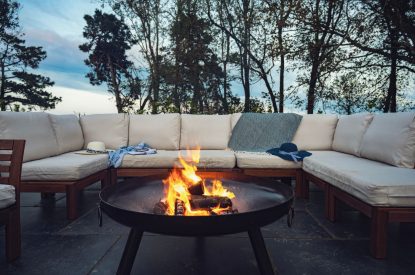 The fire pit at Padstone Farmhouse, Cornwall
