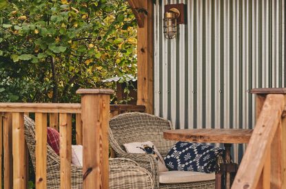The balcony at Big Sky Hideaway, Herefordshire