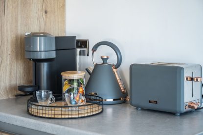 A coffee machine at Porthleven View, Cornwall