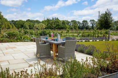 The outdoor dining area at Milk Barn, Cotswolds